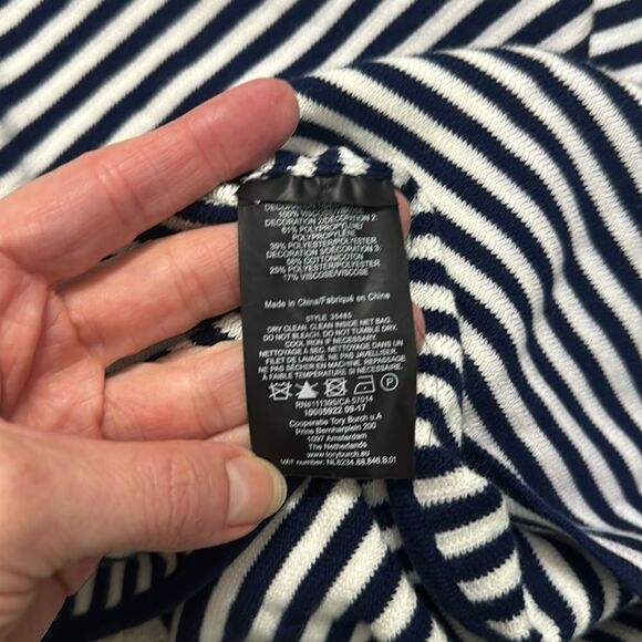 Tory Burch navy white stripe tunic long sleeve red embroidery medium m - Picture 7 of 7